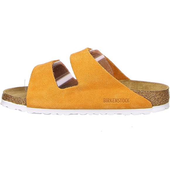 New! BIRKENSTOCK Arizona Women's Soft Bed Suede Mules Yellow Orange Size US 6 - Picture 5 of 16